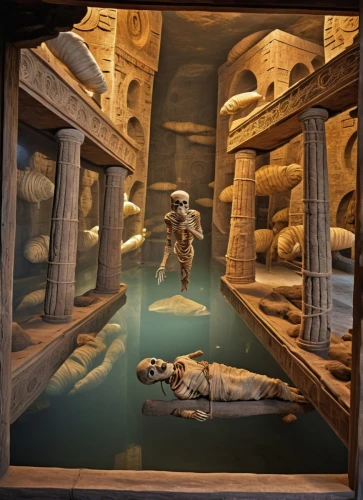 diorama,ancient egypt,mummies,ancient egyptian,egyptology,maya civilization,egyptian temple,abu simbel,3d fantasy,a museum exhibit,dead sea scroll,excavation,sistine chapel,3d albhabet,ramses ii,excavation site,kunsthistorisches museum,hall of the fallen,underwater playground,digital compositing,Photography,General,Realistic