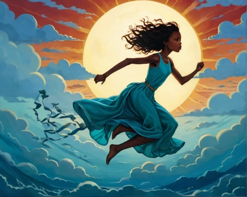 leap for joy,little girl in wind,flying girl,the wind from the sea,leap,weightless,flying seed,adrift,leap of faith,fairies aloft,falling star,gracefulness,mermaid silhouette,siren,flying seeds,leaping,abundance,wind wave,arms outstretched,moana,Illustration,Abstract Fantasy,Abstract Fantasy 10