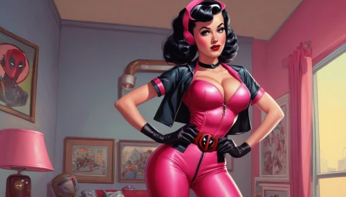 scarlet witch,latex clothing,clove pink,super heroine,catwoman,pink ribbon,latex,valentine pin up,rubber doll,pink leather,hot pink,pink lady,the pink panter,valentine day's pin up,widow spider,wasp,fantasy woman,pin ups,red super hero,pin-up girl,Illustration,Retro,Retro 09