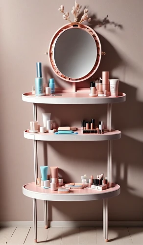 dressing table,makeup mirror,beauty room,plate shelf,wooden shelf,magic mirror,cosmetics counter,bathroom cabinet,mirror frame,wood mirror,parabolic mirror,cake stand,the mirror,set table,toilet table,dresser,product display,shabby-chic,women's cosmetics,shabby chic