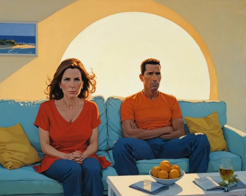 young couple,man and wife,two people,american gothic,men sitting,oranges,as a couple,modern pop art,loving couple sunrise,couple,man and woman,husband and wife,orange,couple - relationship,heads of royal palms,popular art,wife and husband,art,yellow orange,pieces of orange,Conceptual Art,Fantasy,Fantasy 07