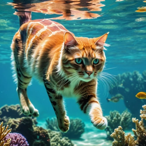 sea life underwater,tiger cat,underwater world,aegean cat,underwater background,aquatic life,marine animal,underwater fish,marine life,underwater landscape,sea animal,aquatic animal,ocean underwater,sea animals,under water,wild cat,sea life,underwater,animal feline,scuba,Photography,General,Realistic