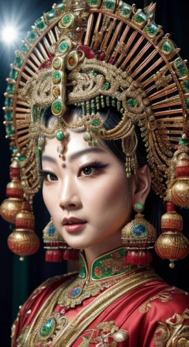 taiwanese opera,peking opera,inner mongolian beauty,oriental princess,asian costume,shuanghuan noble,chinese art,asian woman,bodhisattva,asian culture,oriental girl,asian vision,tibetan,korean culture,shakyamuni,rebana,geisha,oriental painting,yunnan,korean history,Realistic,Jewelry,High Society