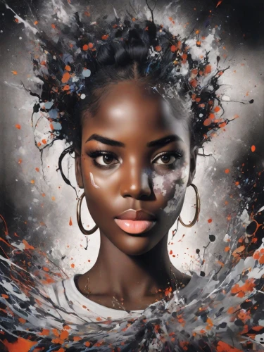 mystical portrait of a girl,world digital painting,digital art,digital painting,fantasy portrait,african woman,african art,digital artwork,black skin,african american woman,black woman,portrait background,fantasy art,photomanipulation,black landscape,afro-american,girl portrait,digital illustration,oil painting on canvas,afro american girls