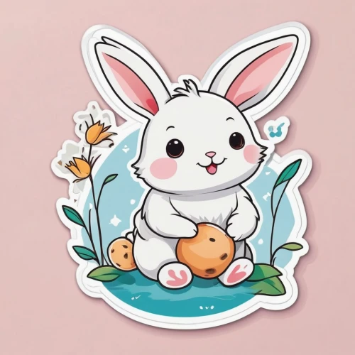 kawaii animal patches,kawaii animal patch,deco bunny,easter theme,bunny on flower,clipart sticker,easter card,little bunny,animal stickers,bunny,retro easter card,easter rabbits,sticker,little rabbit,white bunny,easter décor,domestic rabbit,kawaii patches,stickers,round kawaii animals,Unique,Design,Sticker