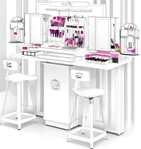 cosmetics counter,expocosmetics,dressing table,product display,women's cosmetics,sales booth,cosmetic products,beauty room,kitchen cart,workbench,doll house,beauty salon,cosmetics,kids cash register,secretary desk,sewing room,doll kitchen,cleaning station,kitchen shop,dolls houses,Design Sketch,Design Sketch,Hand-drawn Line Art