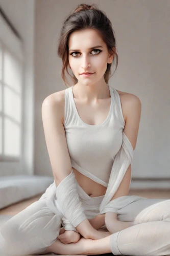 white silk,ballerina,white clothing,pale,female model,see-through clothing,elegant,woman sitting,girl sitting,white,gymnast,girl on a white background,art model,jumpsuit,pointe shoes,pointe shoe,women's clothing,silver,leotard,young woman,Photography,Realistic