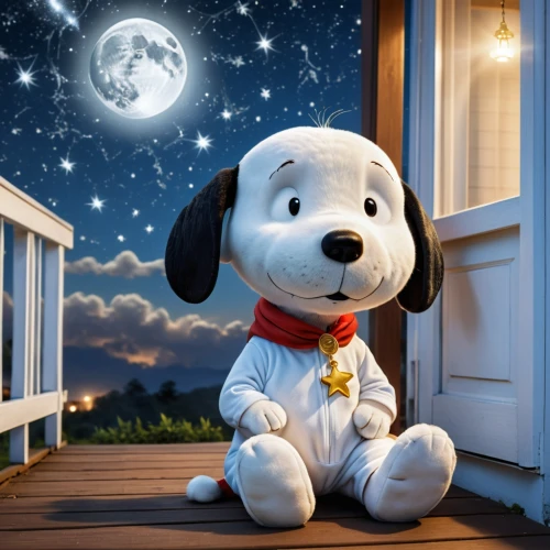 snoopy,pluto,peanuts,starry night,jack russel,dog cartoon,stargazing,dog photography,cute cartoon image,astronomer,the moon and the stars,astronomy,moon and star background,toy's story,cute puppy,beagle,night image,dog illustration,dog-photography,moon night,Photography,General,Realistic