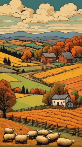 fall landscape,autumn landscape,david bates,farm landscape,vermont,rural landscape,robert duncanson,autumn idyll,autumn colouring,grant wood,autumn mountains,autumn scenery,cool woodblock images,farmland,hayfield,one autumn afternoon,home landscape,fall foliage,vegetables landscape,autumn background,Illustration,Vector,Vector 15