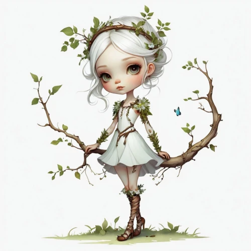 linden blossom,girl with tree,dryad,eglantine,tree white,birch tree illustration,tilia,white blossom,birch,birch tree background,apple tree,white rose snow queen,fae,tree anemone,sweet birch,wood elf,white flower cherry,cherry tree,fairy tale character,pear blossom,Illustration,Abstract Fantasy,Abstract Fantasy 11