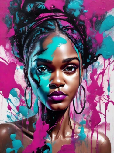 boho art,digital art,neon body painting,digital painting,graffiti art,world digital painting,art painting,digital artwork,painting technique,graffiti,vibrant,oil painting on canvas,artist,african woman,fantasy art,painting,artist color,african art,mystical portrait of a girl,artful