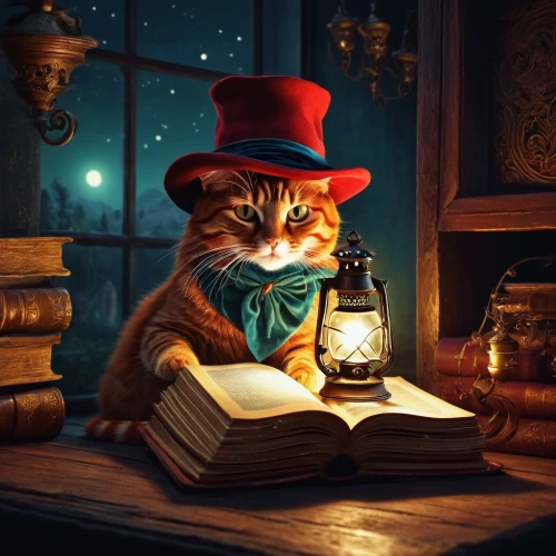 magic book,scholar,red cat,red tabby,reading owl,cat sparrow,read a book,storytelling,bookworm,author,relaxing reading,reading,fantasy picture,magical adventure,hatter,writing-book,magician,reading magnifying glass,sci fiction illustration,cat image,Photography,Documentary Photography,Documentary Photography 06