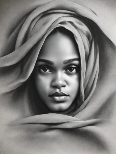 charcoal drawing,oil painting on canvas,charcoal pencil,african woman,girl in cloth,graphite,nigeria woman,charcoal,pencil drawing,oil on canvas,oil painting,girl with cloth,african art,pencil art,pencil drawings,girl portrait,portrait of a girl,mystical portrait of a girl,african american woman,girl drawing