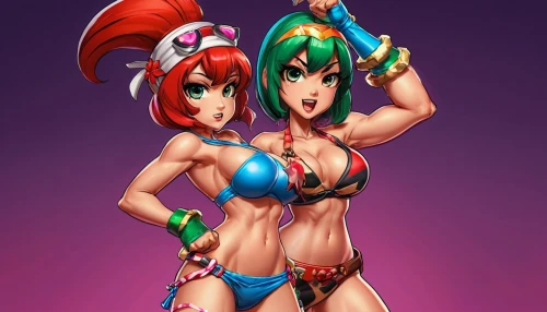 anime 3d,tiki,nami,pair of dumbbells,kos,kotobukiya,tiber riven,game characters,muscle woman,png image,game illustration,sega,workout icons,poison,two girls,3d model,duo,3d figure,pin-up girls,hierochloe,Conceptual Art,Fantasy,Fantasy 26