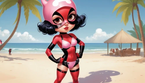 the beach pearl,two-point-ladybug,ladybug,lady bug,red turtlehead,sunscreen,vector girl,candy island girl,beach background,dead pool,clove pink,wasp,rockabella,one-piece swimsuit,monokini,wanda,queen of hearts,background ivy,acapulco,wetsuit,Illustration,Retro,Retro 09