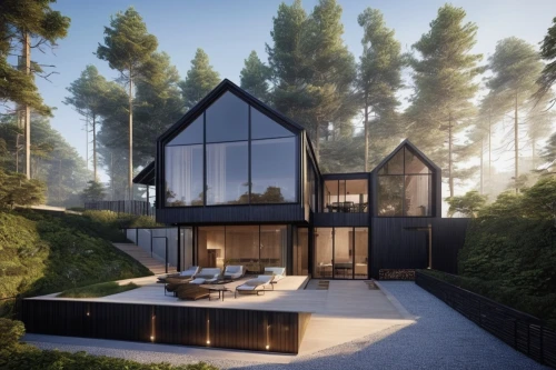 house in the forest,timber house,modern house,dunes house,eco-construction,cubic house,3d rendering,house in the mountains,house in mountains,wooden house,modern architecture,inverted cottage,the cabin in the mountains,summer house,frame house,mid century house,luxury property,beautiful home,render,danish house,Photography,General,Realistic