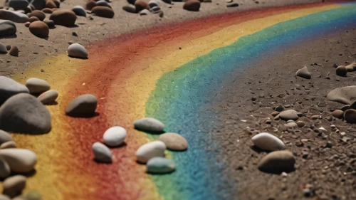 rainbow background,rainbow pencil background,rainbow bridge,rainbow pattern,rainbow butterflies,colored rock,rainbow colors,rainbow,colored stones,rainbow rabbit,footprints in the sand,raimbow,rainbow at sea,colors rainbow,pot of gold background,rainbow and stars,light spectrum,black sand,rainbow color palette,background with stones,Photography,General,Cinematic