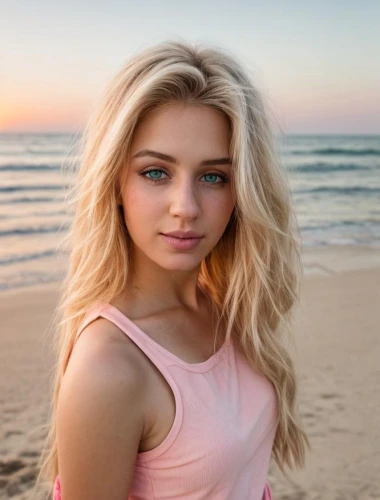 beach background,malibu,elsa,beautiful young woman,barbie,pink beach,blonde girl,on the beach,lycia,cool blonde,pretty young woman,blonde woman,peach color,blond girl,teen,eurasian,pink beauty,madeleine,daisy rose,pale,Common,Common,Photography