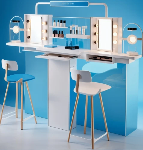 dressing table,cosmetics counter,computer desk,bar counter,barstools,secretary desk,kitchenette,product display,writing desk,copy stand,sales booth,bar stools,computer workstation,sewing room,apple desk,desk,beauty room,search interior solutions,danish furniture,set table,Photography,General,Realistic