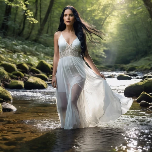 girl in a long dress,girl on the river,bridal veil,the blonde in the river,faerie,celtic woman,fairy queen,water nymph,ballerina in the woods,the enchantress,flowing water,rusalka,enchanting,digital compositing,fantasy picture,image manipulation,faery,celtic queen,the night of kupala,bridal clothing,Photography,General,Natural