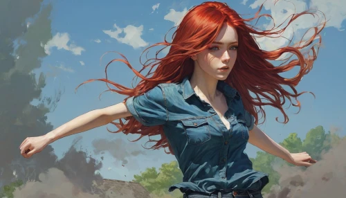 little girl in wind,girl walking away,red-haired,little girl running,female runner,redheads,woman walking,digital painting,red head,mystical portrait of a girl,fae,redhead doll,world digital painting,girl in a long,sci fiction illustration,flying girl,redheaded,redhair,girl in the garden,girl with speech bubble,Illustration,Realistic Fantasy,Realistic Fantasy 12