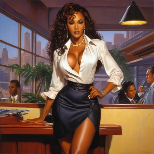 businesswoman,business woman,business girl,secretary,woman at cafe,businesswomen,receptionist,business women,african american woman,barmaid,black businessman,boardroom,businessperson,bussiness woman,black woman,black women,bartender,executive,bank teller,office worker,Illustration,Realistic Fantasy,Realistic Fantasy 03