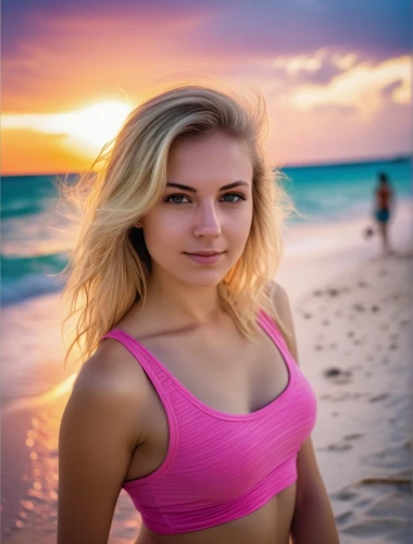 beach background,sports bra,fitness model,pink background,pink beach,beach sports,swimsuit top,portrait background,gymnast,magnolieacease,colorful background,beautiful young woman,florida,sports girl,colorful,saxon,fitness coach,olallieberry,samantha troyanovich golfer,malibu,Photography,General,Realistic