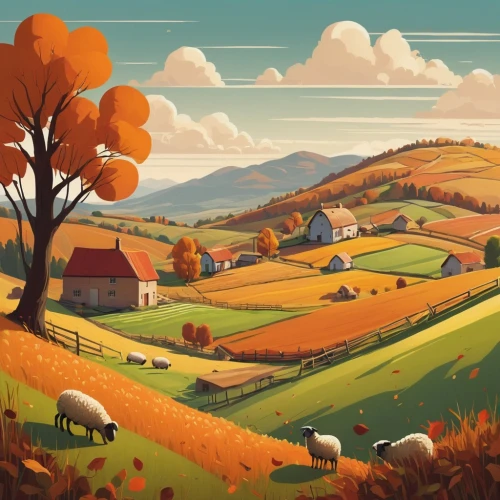 fall landscape,autumn landscape,farm landscape,autumn idyll,autumn mountains,autumn background,one autumn afternoon,rural landscape,autumn day,autumn scenery,autumn morning,landscape background,background vector,vermont,farm background,home landscape,autumn theme,meadow landscape,countryside,autumn icon,Illustration,Vector,Vector 05