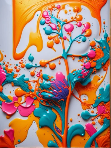 orange floral paper,neon body painting,flower painting,glass painting,colorful heart,fabric painting,colorful floral,flower art,thick paint,colorful tree of life,graffiti splatter,meticulous painting,splash of color,colored icing,colorful water,thick paint strokes,vibrant color,art painting,painting pattern,orange petals,Photography,General,Realistic