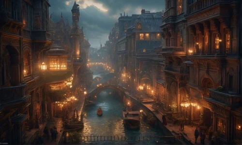 medieval street,fantasy city,merida,fantasy picture,riad,evening atmosphere,fantasy art,3d fantasy,narrow street,fantasy landscape,night scene,ancient city,old city,the cobbled streets,atmospheric,the cairo,world digital painting,medieval town,hamelin,gas lamp,Photography,General,Fantasy