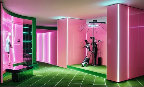 beauty room,walk-in closet,the little girl's room,changing room,ufo interior,cosmetics counter,pink green,changing rooms,dressing room,sci fi surgery room,interior design,women's closet,hallway space,doll house,shower bar,neon candies,closet,modern room,pantry,gymnastics room,Photography,General,Realistic