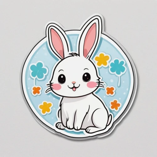 kawaii animal patches,kawaii animal patch,deco bunny,clipart sticker,a badge,p badge,kawaii patches,k badge,white bunny,y badge,little bunny,bunny,little rabbit,kr badge,easter theme,bunny on flower,d badge,l badge,n badge,w badge,Unique,Design,Sticker