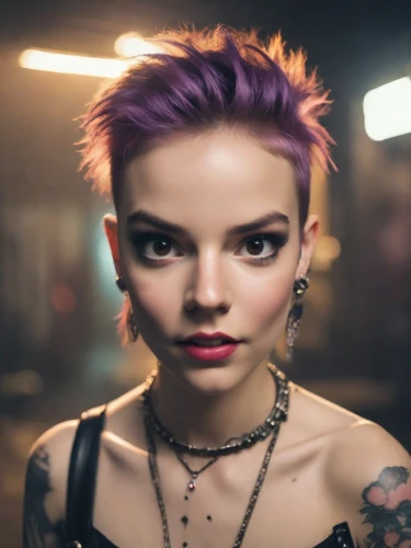 punk,pixie-bob,tattoo girl,punk design,mohawk,fae,pixie,pink hair,vada,wallis day,harley,cyberpunk,purple,greta oto,violet,goth woman,purple rizantém,mohawk hairstyle,grunge,violet head elf,Photography,Natural