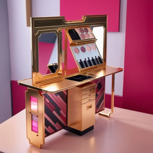 cosmetics counter,makeup mirror,dressing table,oil cosmetic,cosmetics,women's cosmetics,jukebox,cosmetic,beauty room,shoe cabinet,gold bar shop,cosmetic sticks,make-up,magic mirror,kids cash register,vintage makeup,vitrine,makeup,kiosk,cosmetic products,Photography,General,Realistic