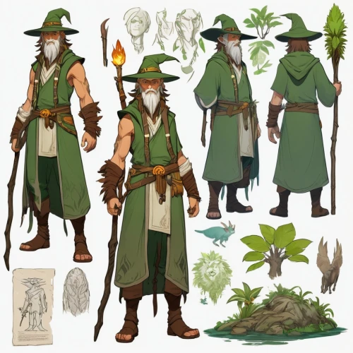 forest man,druid,common sage,apothecary,woodsman,gardener,elven,farmer in the woods,arborist,quarterstaff,the wanderer,wood elf,aquatic herb,trumpet creepers,dogbane family,forest workers,gamekeeper,witch broom,dulcimer herb,concept art,Unique,Design,Character Design