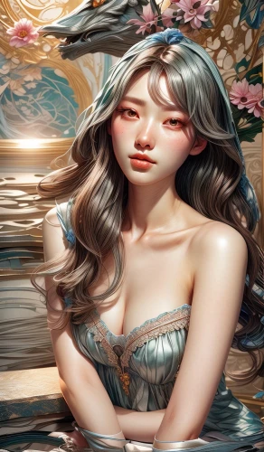 mermaid background,fantasy portrait,portrait background,oriental painting,zodiac sign libra,water nymph,japanese floral background,the sea maid,chinese art,oriental princess,world digital painting,japanese sakura background,japanese art,fantasy art,rosa ' amber cover,horoscope libra,virgo,3d fantasy,cosmetic brush,water rose