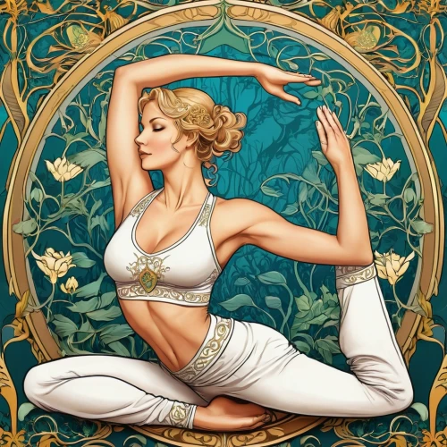 lotus position,art nouveau,art nouveau design,half lotus tree pose,yoga pose,yoga,hoop (rhythmic gymnastics),yoga poses,lotus with hands,dharma wheel,arabesque,art nouveau frame,qi gong,anahata,mucha,equal-arm balance,yoga mat,horoscope libra,yoga class,kundalini,Illustration,Retro,Retro 13