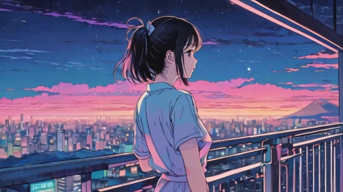 above the city,tokyo,dusk,rooftop,tokyo city,taipei,cityscape,dusk background,芦ﾉ湖,rooftops,sky,would a background,city lights,the horizon,shirakami-sanchi,pink dawn,osaka,shinjuku,aesthetic,summer evening,Illustration,Japanese style,Japanese Style 04