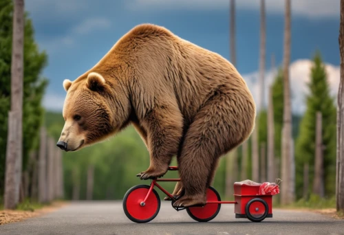 bicycle trailer,bicycle ride,bicycling,tour de france,bear market,wheelie,tandem bicycle,wheely,bicycle riding,two-wheels,biking,cycling,wild animals crossing,bicycle,tricycle,transportation,road bicycle,trike,cyclist,handcart,Photography,General,Realistic
