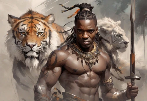 cat warrior,biblical narrative characters,african man,african culture,fantasy art,african american male,shiva,a tiger,warlord,lone warrior,warrior,african art,heroic fantasy,warrior woman,fantasy warrior,tiger,african boy,tiger png,aborigine,warrior east