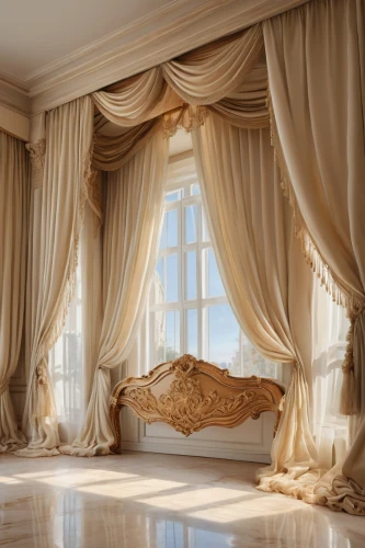 ornate room,window treatment,window curtain,curtains,window covering,window valance,curtain,four poster,canopy bed,bridal suite,a curtain,sleeping room,drapes,linens,great room,four-poster,luxurious,interior decoration,bay window,bedroom,Photography,General,Natural