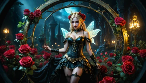rosa 'the fairy,fantasy picture,fairy queen,sorceress,fairy tale character,faerie,fantasy art,faery,rosa ' the fairy,the enchantress,flower fairy,fantasy woman,fae,evil fairy,elven flower,cinderella,noble roses,fantasy girl,blue moon rose,romantic rose