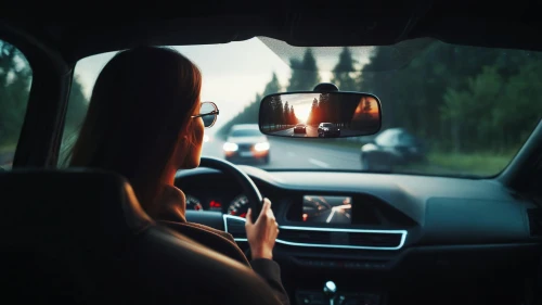 automotive side-view mirror,automotive mirror,woman in the car,girl in car,rear-view mirror,behind the wheel,ban on driving,car mirror,mobile phone car mount,coach-driving,driving assistance,side mirror,rearview mirror,automotive navigation system,elle driver,driving,passenger,car rental,gps navigation device,driving school