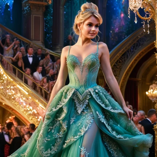 ball gown,elsa,cinderella,princess anna,princess sofia,quinceanera dresses,fairy queen,rapunzel,tiana,a princess,miss circassian,fairy peacock,fairy tale character,disney rose,green dress,fairytale,princess,disney character,green mermaid scale,enchanting,Photography,General,Fantasy