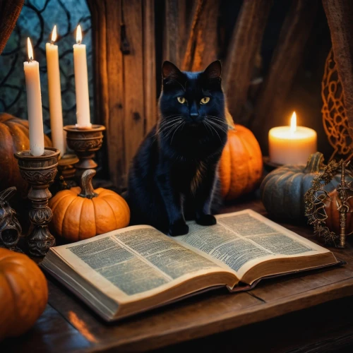 halloween cat,halloween black cat,candle wick,halloween and horror,celebration of witches,magic book,halloween pumpkin gifts,halloween scene,scholar,halloween2019,halloween 2019,pumpkin soup,black cat,relaxing reading,read a book,halloweenkuerbis,magic grimoire,autumn mood,cat european,hallloween,Photography,General,Fantasy