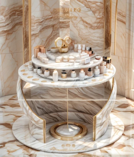 luxury bathroom,marble palace,decorative fountains,spa water fountain,marble,floor fountain,cosmetics counter,stone fountain,shower bar,beauty room,spa items,washbasin,crown render,bathtub,bath oil,mozart fountain,almond tiles,shower base,tub,bath accessories