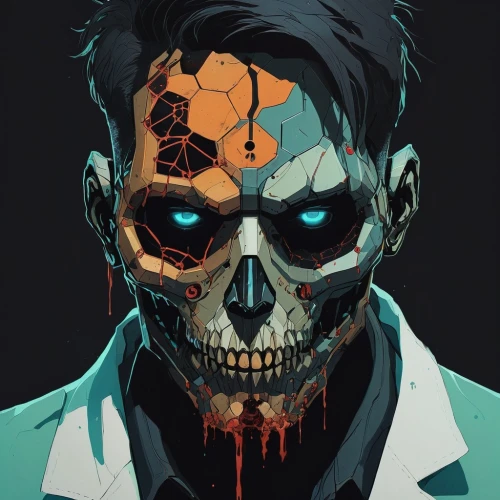 two face,days of the dead,terminator,vector art,vector illustration,scull,skull mask,vector graphic,day of the dead,calavera,crossbones,male mask killer,cyborg,skulls,day of the dead icons,rorschach,day of the dead frame,zombie,skull allover,skull bones,Illustration,Paper based,Paper Based 19