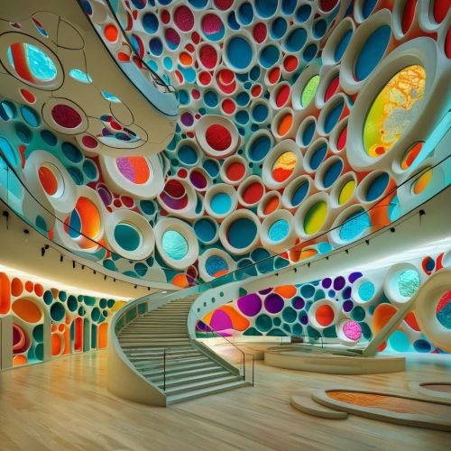 colorful glass,futuristic art museum,kaleidoscope art,colorful tree of life,colorful spiral,hall of nations,patterned wood decoration,glass marbles,children's interior,ufo interior,kaleidoscope,kaleidoscopic,art gallery,color wall,guggenheim museum,artscience museum,ceiling construction,colorful facade,the ceiling,psychedelic art,Photography,Artistic Photography,Artistic Photography 05