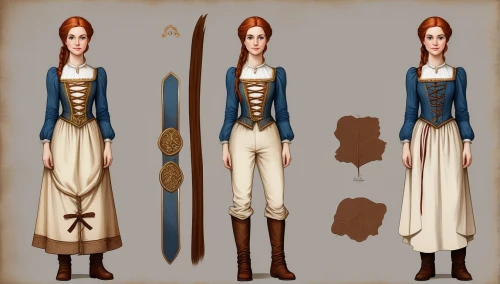 quarterstaff,sterntaler,aesulapian staff,wood elf,women's clothing,folk costume,staves,bow and arrows,main character,costume design,women clothes,scabbard,germanic tribes,dulcimer herb,joan of arc,longbow,collected game assets,uniforms,tower flintlock,swordswoman,Unique,Design,Character Design