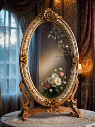 decorative frame,art nouveau frame,floral frame,flower frame,art nouveau frames,wedding frame,mirror frame,magic mirror,floral and bird frame,flower frames,floral silhouette frame,makeup mirror,dressing table,frame ornaments,peony frame,rococo,flowers frame,the mirror,art deco frame,mirror in the meadow,Photography,General,Cinematic